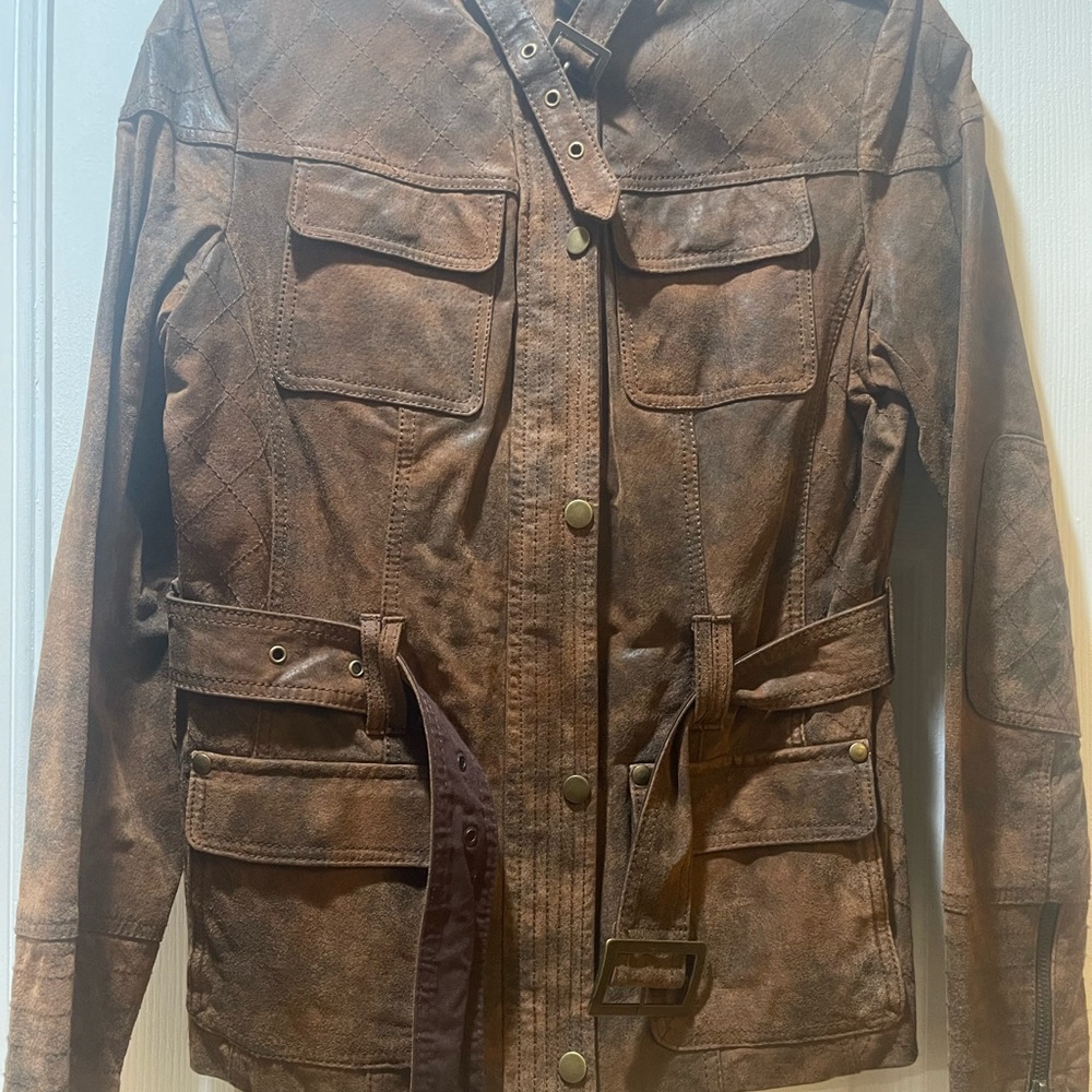 Indigo Leather Jacket. Euc - image 7